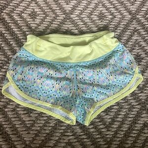 Ivivva Girls Geometric Pattern Shorts - Yellow and Blue